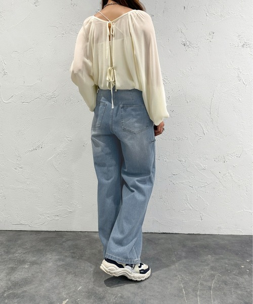 apres jour mignon(アプレジュールミニョン)の「2WAYシアーボリュームブラウス(シャツ/ブラウス・レディース・ブラック/アイボリー/ブルー・X-LARGE/フリー)」の8枚目の写真
