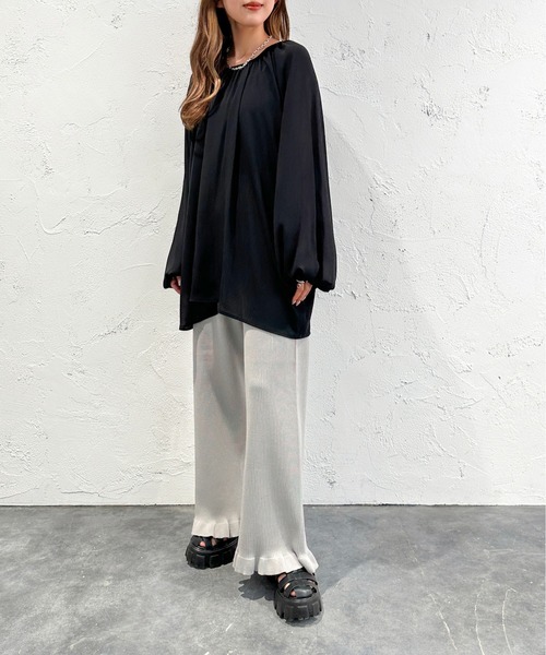 apres jour mignon(アプレジュールミニョン)の「2WAYシアーボリュームブラウス(シャツ/ブラウス・レディース・ブラック/アイボリー/ブルー・X-LARGE/フリー)」の11枚目の写真