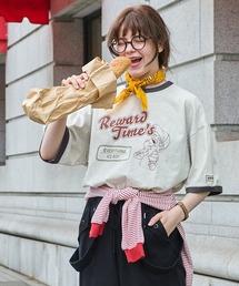 ユニークレトロboyグラフィックリンガーTシャツ