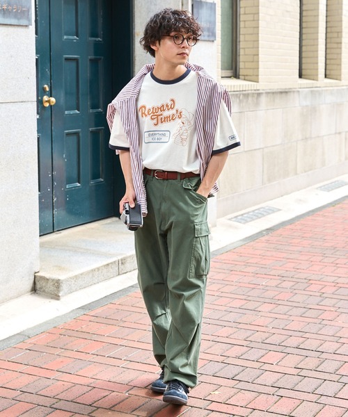 MONO-MART LADY'S(モノマートレディース)の「ユニークレトロboyグラフィックリンガーTシャツ(Tシャツ/カットソー・レディース・アイボリー/オフホワイト/オートミール/ワイン/ネイビー・FREE)」の7枚目の写真