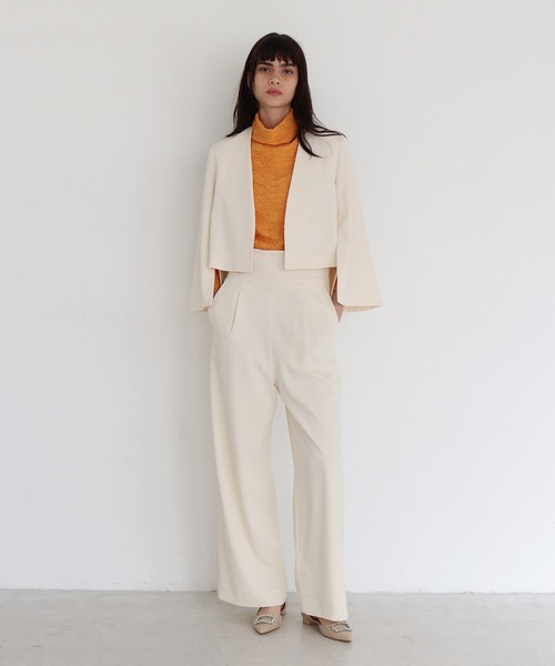 DRESSLAVE(ドレスレイブ)の「slit sleeve cape jacket(スリットスリーブケープジャケット)(ノーカラージャケット・レディース・ホワイト/ブラック・38)」の6枚目の写真