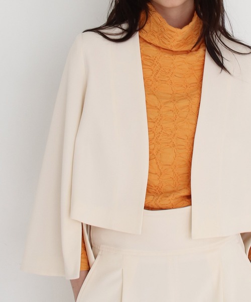 DRESSLAVE(ドレスレイブ)の「slit sleeve cape jacket(スリットスリーブケープジャケット)(ノーカラージャケット・レディース・ホワイト/ブラック・38)」の9枚目の写真