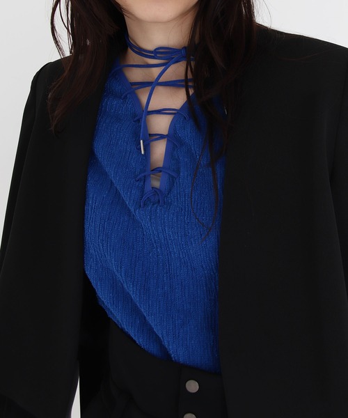 DRESSLAVE(ドレスレイブ)の「slit sleeve cape jacket(スリットスリーブケープジャケット)(ノーカラージャケット・レディース・ホワイト/ブラック・38)」の13枚目の写真