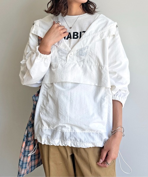 CPCM（シーピーシーエム）の「ナイロンアノラックパーカー（パーカー・レディース・チャコールグレー/アイボリー/パープル・FREE）」の4枚目の写真