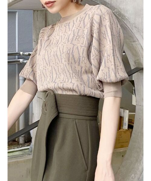 MURUA(ムルーア)の「フォントパターンニット(ニット/セーター・レディース・ベージュ/オレンジ/ブラック・FREE)」の2枚目の写真