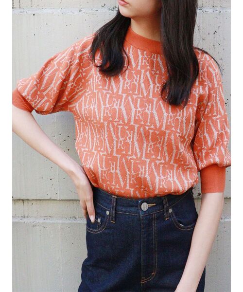 MURUA(ムルーア)の「フォントパターンニット(ニット/セーター・レディース・ベージュ/オレンジ/ブラック・FREE)」の3枚目の写真