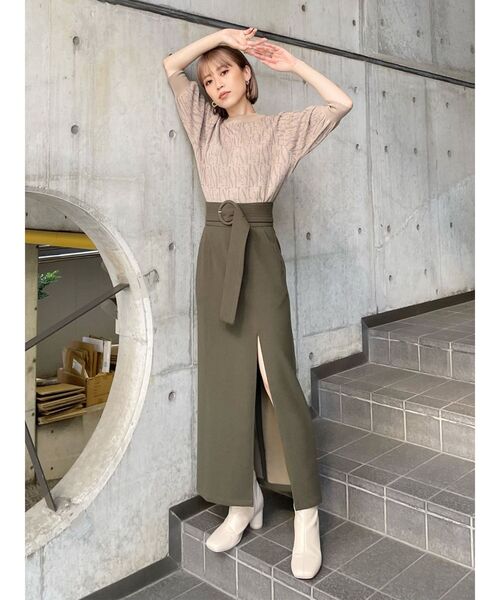 MURUA(ムルーア)の「フォントパターンニット(ニット/セーター・レディース・ベージュ/オレンジ/ブラック・FREE)」の4枚目の写真