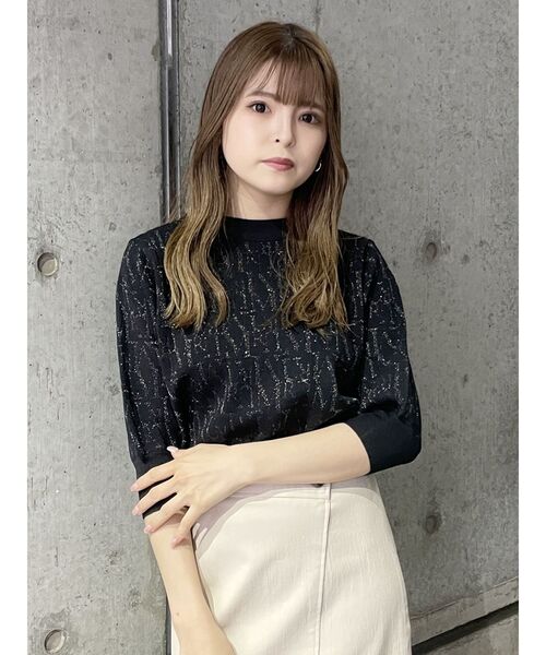 MURUA(ムルーア)の「フォントパターンニット(ニット/セーター・レディース・ベージュ/オレンジ/ブラック・FREE)」の7枚目の写真