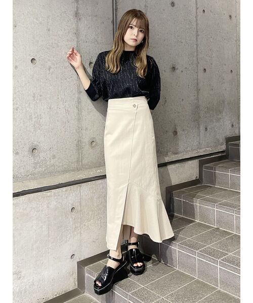 MURUA(ムルーア)の「フォントパターンニット(ニット/セーター・レディース・ベージュ/オレンジ/ブラック・FREE)」の8枚目の写真