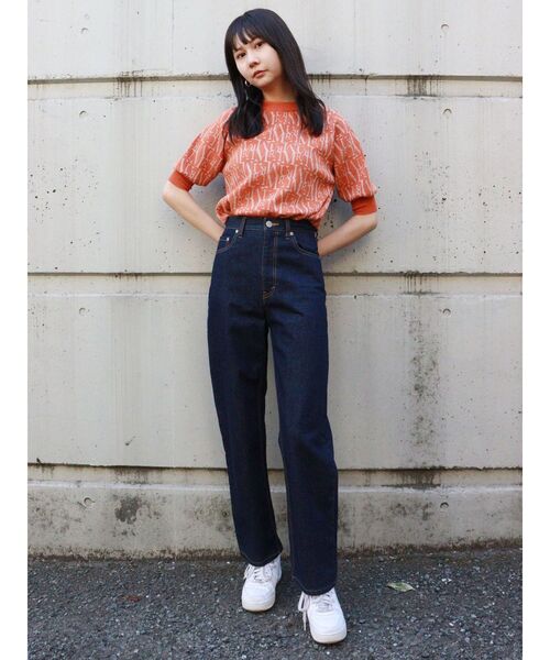 MURUA(ムルーア)の「フォントパターンニット(ニット/セーター・レディース・ベージュ/オレンジ/ブラック・FREE)」の10枚目の写真