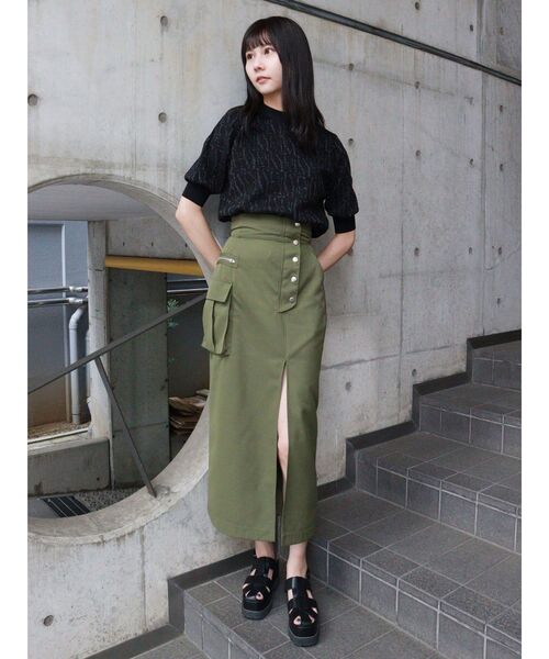 MURUA(ムルーア)の「フォントパターンニット(ニット/セーター・レディース・ベージュ/オレンジ/ブラック・FREE)」の12枚目の写真