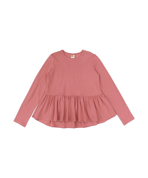 Bee des Bee(ビーデスビー)の「ペプラムトップス(Tシャツ/カットソー・キッズ・コーラルピンク/カーキオリーブ/グレイッシュベージュ/チャコール/サックスブルー/グリーン系/ライラック/ブルーグレー/ライトブルー/ブラウン・110cm/120cm/130cm/140cm/150cm/100cm)」の11枚目の写真