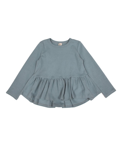 Bee des Bee(ビーデスビー)の「ペプラムトップス(Tシャツ/カットソー・キッズ・コーラルピンク/カーキオリーブ/グレイッシュベージュ/チャコール/サックスブルー/グリーン系/ライラック/ブルーグレー/ライトブルー/ブラウン・110cm/120cm/130cm/140cm/150cm/100cm)」の14枚目の写真