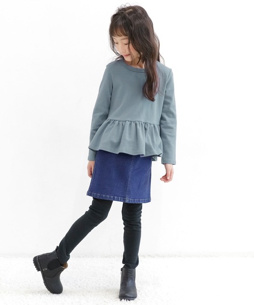 Bee des Bee(ビーデスビー)の「ペプラムトップス(Tシャツ/カットソー・キッズ・コーラルピンク/カーキオリーブ/グレイッシュベージュ/チャコール/サックスブルー/グリーン系/ライラック/ブルーグレー/ライトブルー/ブラウン・110cm/120cm/130cm/140cm/150cm/100cm)」の15枚目の写真