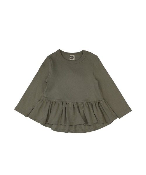 Bee des Bee(ビーデスビー)の「ペプラムトップス(Tシャツ/カットソー・キッズ・コーラルピンク/カーキオリーブ/グレイッシュベージュ/チャコール/サックスブルー/グリーン系/ライラック/ブルーグレー/ライトブルー/ブラウン・110cm/120cm/130cm/140cm/150cm/100cm)」の18枚目の写真