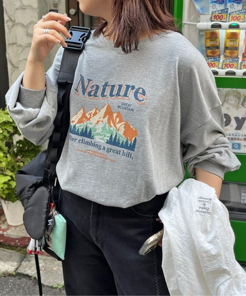 CPCM(シーピーシーエム)の「マウンテンロゴBIGロンT(Tシャツ/カットソー・レディース・オフホワイト/チャコールグレー/グレー・FREE)」の3枚目の写真