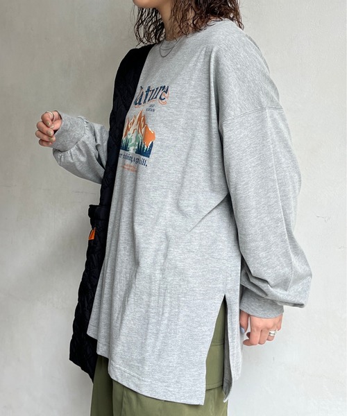 CPCM(シーピーシーエム)の「マウンテンロゴBIGロンT(Tシャツ/カットソー・レディース・オフホワイト/チャコールグレー/グレー・FREE)」の8枚目の写真