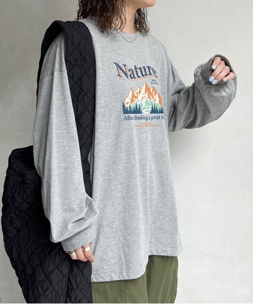 CPCM(シーピーシーエム)の「マウンテンロゴBIGロンT(Tシャツ/カットソー・レディース・オフホワイト/チャコールグレー/グレー・FREE)」の10枚目の写真