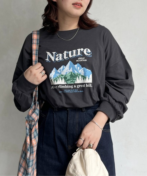 CPCM(シーピーシーエム)の「マウンテンロゴBIGロンT(Tシャツ/カットソー・レディース・オフホワイト/チャコールグレー/グレー・FREE)」の16枚目の写真