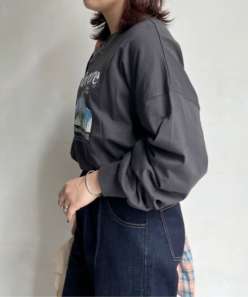 CPCM(シーピーシーエム)の「マウンテンロゴBIGロンT(Tシャツ/カットソー・レディース・オフホワイト/チャコールグレー/グレー・FREE)」の17枚目の写真