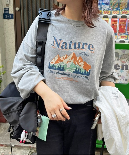 CPCM(シーピーシーエム)の「マウンテンロゴBIGロンT(Tシャツ/カットソー・レディース・オフホワイト/チャコールグレー/グレー・FREE)」の19枚目の写真