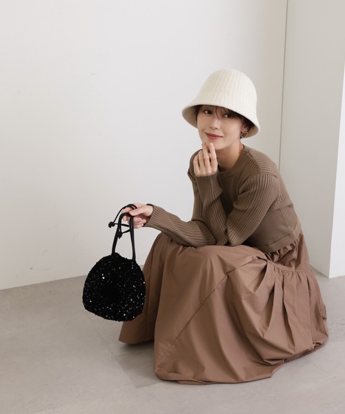 N.(N. Natural Beauty Basic)(エヌエヌナチュラルビューティーベーシック)の「◆ビスチェ風ニットドッキングワンピース(ワンピース・レディース・ブラック/ブルー/モカ・MEDIUM)」の15枚目の写真