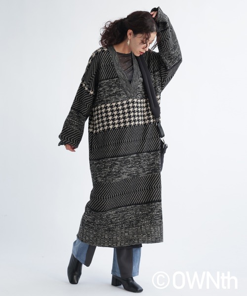 45R カモフラ 花柄 総柄 ニット チュニック ワンピース ウール 45R カモフラ 花柄 総柄 ニット チュニック ワンピース ウール 小花柄