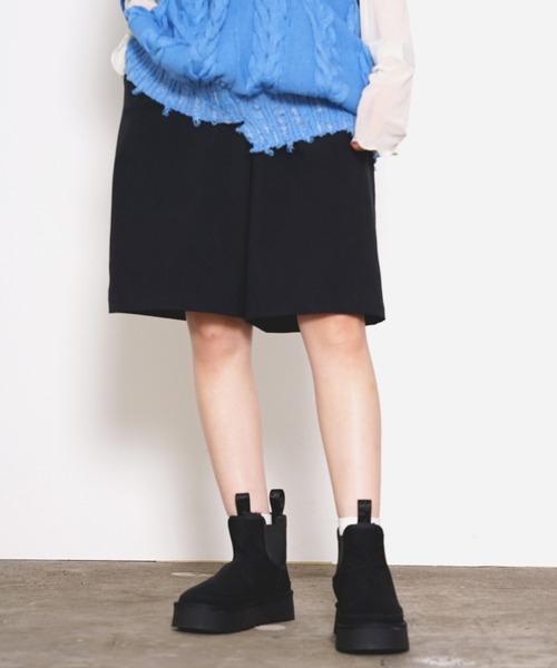 Chick（チック）の「サイドゴア厚底ショート丈ムートンブーツ（ブーツ・レディース・ブラック/ブラウン・23/24/25）」の15枚目の写真