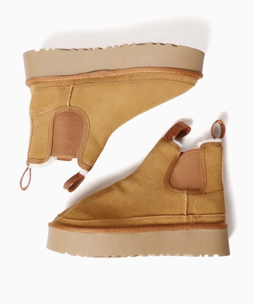 Chick（チック）の「サイドゴア厚底ショート丈ムートンブーツ（ブーツ・レディース・ブラック/ブラウン・23/24/25）」の19枚目の写真