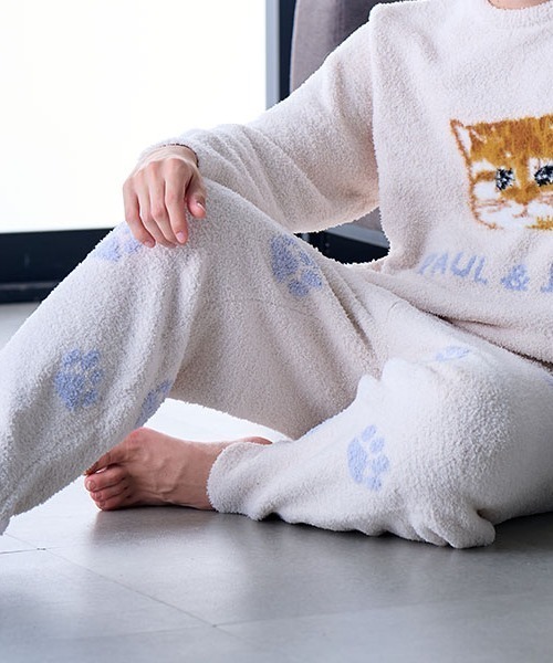 PAUL&JOE】ランダム猫足跡ジャガード ロングパンツ（ルームウェア