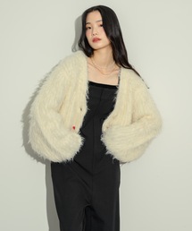 ショート丈シャギーカーディガン