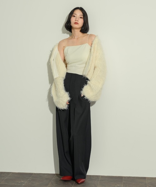 NEUNA（ヌナ）の「ショート丈シャギーカーディガン（カーディガン/ボレロ・レディース・ブラック/アイボリー/グレー/チャコールグレー・FREE）」の6枚目の写真