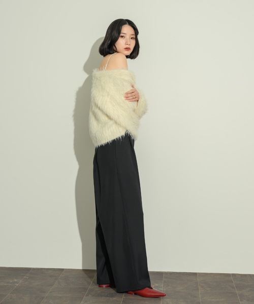 NEUNA（ヌナ）の「ショート丈シャギーカーディガン（カーディガン/ボレロ・レディース・ブラック/アイボリー/グレー/チャコールグレー・FREE）」の7枚目の写真