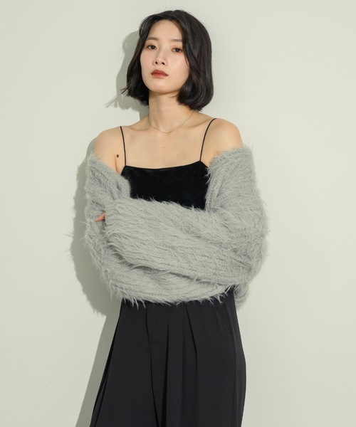 NEUNA（ヌナ）の「ショート丈シャギーカーディガン（カーディガン/ボレロ・レディース・ブラック/アイボリー/グレー/チャコールグレー・FREE）」の8枚目の写真