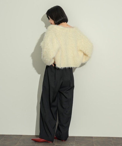 NEUNA（ヌナ）の「ショート丈シャギーカーディガン（カーディガン/ボレロ・レディース・ブラック/アイボリー/グレー/チャコールグレー・FREE）」の9枚目の写真