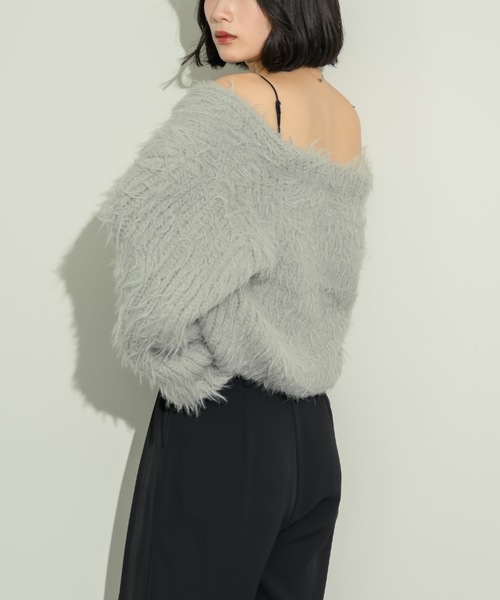 NEUNA（ヌナ）の「ショート丈シャギーカーディガン（カーディガン/ボレロ・レディース・ブラック/アイボリー/グレー/チャコールグレー・FREE）」の10枚目の写真