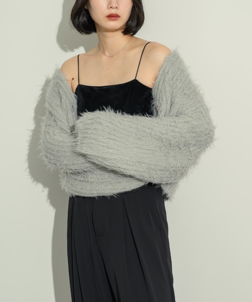 NEUNA（ヌナ）の「ショート丈シャギーカーディガン（カーディガン/ボレロ・レディース・ブラック/アイボリー/グレー/チャコールグレー・FREE）」の12枚目の写真