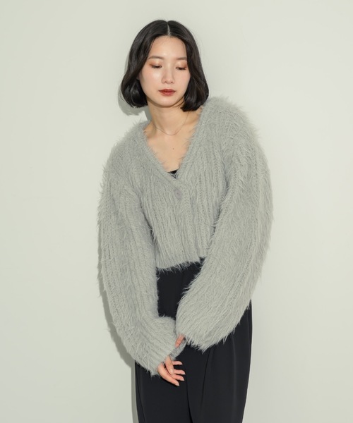 NEUNA（ヌナ）の「ショート丈シャギーカーディガン（カーディガン/ボレロ・レディース・ブラック/アイボリー/グレー/チャコールグレー・FREE）」の13枚目の写真