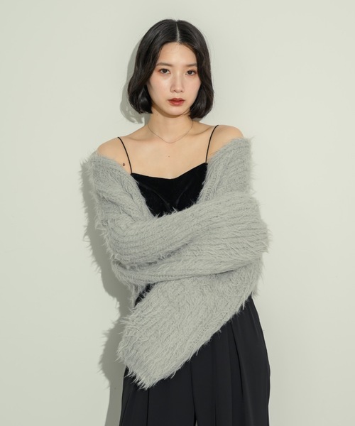 NEUNA（ヌナ）の「ショート丈シャギーカーディガン（カーディガン/ボレロ・レディース・ブラック/アイボリー/グレー/チャコールグレー・FREE）」の14枚目の写真