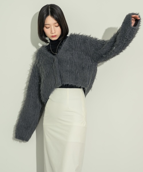 NEUNA（ヌナ）の「ショート丈シャギーカーディガン（カーディガン/ボレロ・レディース・ブラック/アイボリー/グレー/チャコールグレー・FREE）」の19枚目の写真