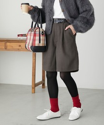 フェイクレザー/フェイクスウェード タックショートパンツ