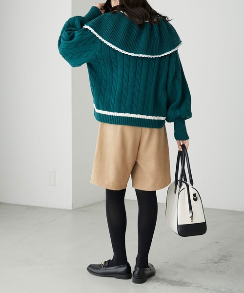 BONLECILL(ボンルシール)の「フェイクレザー/フェイクスウェード タックショートパンツ(その他パンツ・レディース・ベージュ系1/グレー系1/ブラウン/ブラック・M/L)」の8枚目の写真