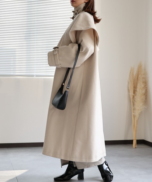 セール】【2WAY】フェイクウールステンカラーコート/バルマカーン