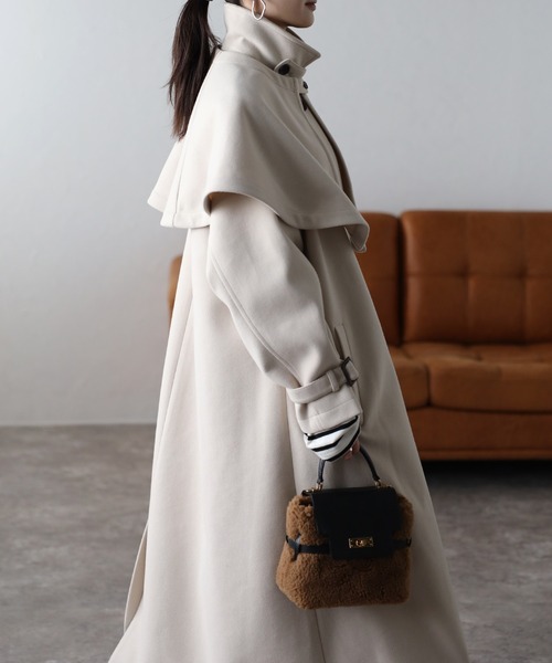 セール】【2WAY】フェイクウールステンカラーコート/バルマカーン