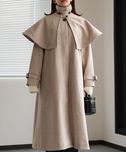 セール】【2WAY】フェイクウールステンカラーコート/バルマカーン