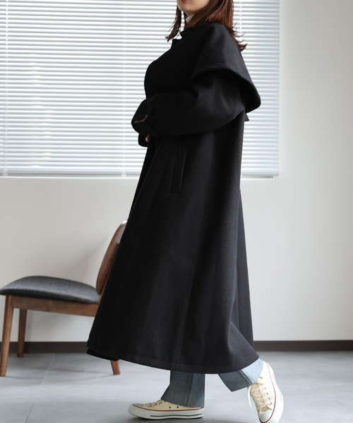 セール】【2WAY】フェイクウールステンカラーコート/バルマカーン