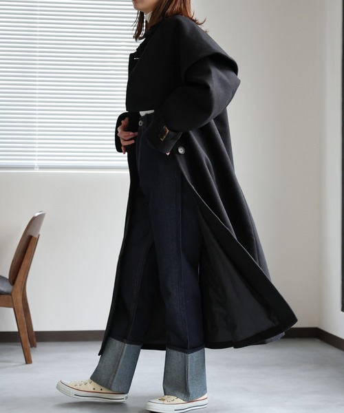 セール】【2WAY】フェイクウールステンカラーコート/バルマカーン