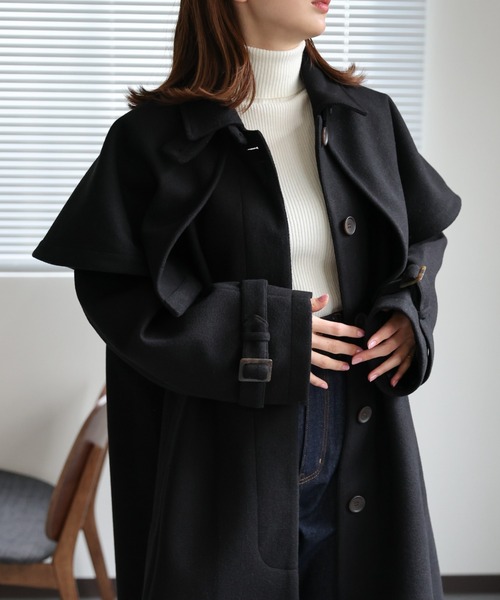 セール】【2WAY】フェイクウールステンカラーコート/バルマカーン