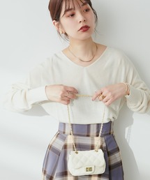 プチプラカシミアタッチVネックニット