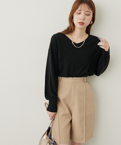 natural couture（ナチュラルクチュール）の「プチプラカシミアタッチVネックニット（ニット/セーター・レディース・グリーン/ブルー系その他/ブラック/チャコールグレー/ボルドー/ベージュ/オフホワイト・FREE）」の11枚目の写真